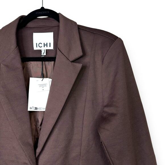 ICHI NWT Java Brown IHKATE SUS Oversized Button Loose Fit Blazer Medium - Picture 4 of 10
